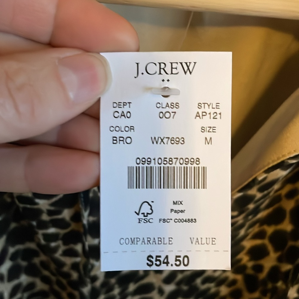 NWT J Crew Factory Leopard Ruffle Neck Tie Top - Picture 5 of 6